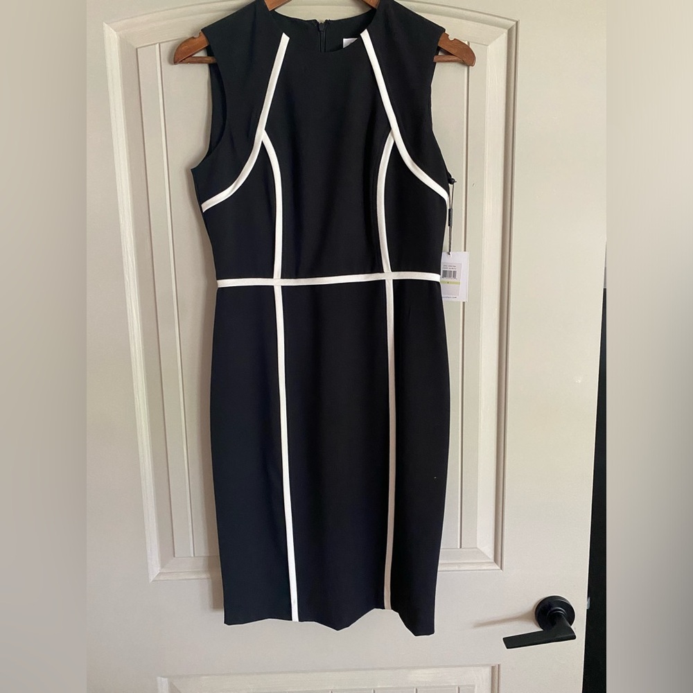 Calvin Klein black dress with white piping